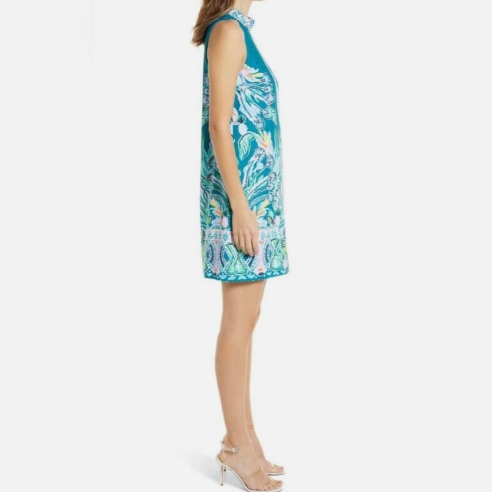 Lilly Pullitzer Brandi Valencia Teal Rain Florist Shift Dress Sz 6 - Picture 11 of 16